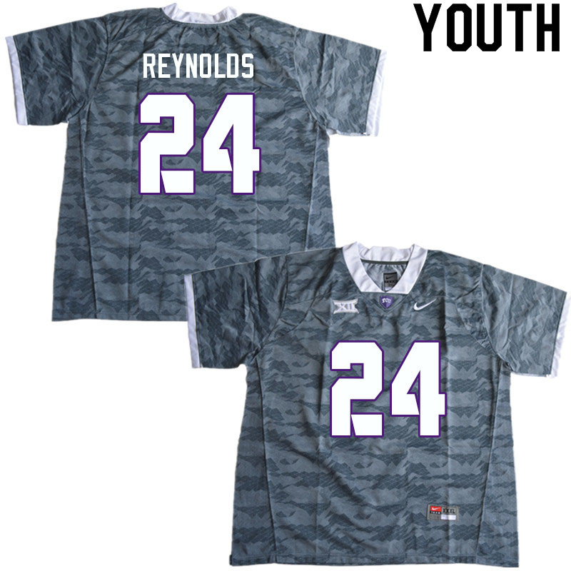 Youth #24 Deryl Reynolds TCU Horned Frogs College Football Jerseys Sale-Gray